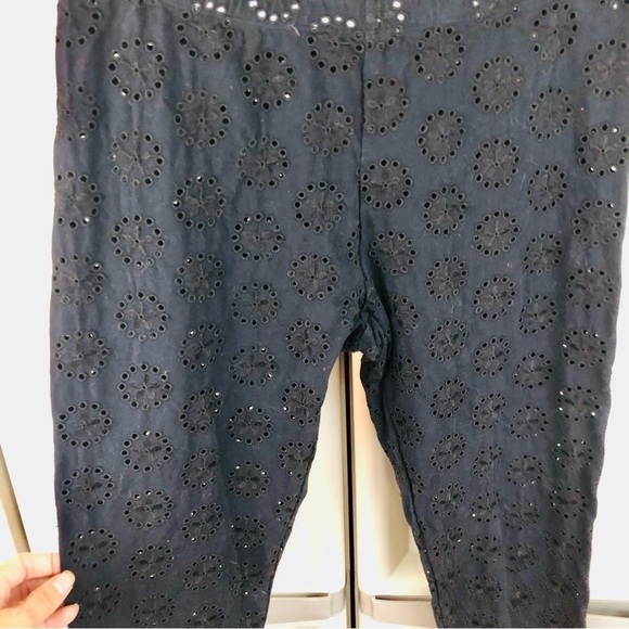 NWOT Johnny Was black Stretch Cotton Eyelet Leggings Black XS cottage core emo - Picture 7 of 13